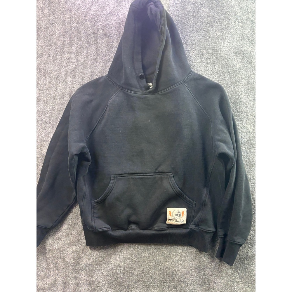Zero Foxtrot Hoodie Mens Large Black Pullover Skull Patch Raglan Sweatshirt